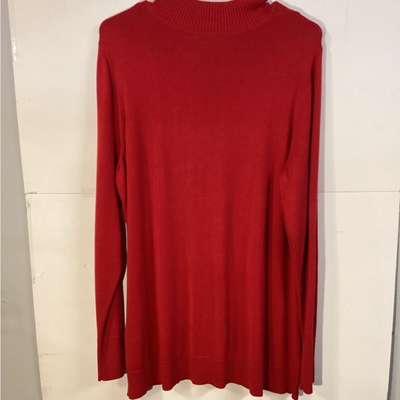 Isaac Mizrahi Live Mockneck Pullover Sweater Large Ruby Red - Picture 2 of 2